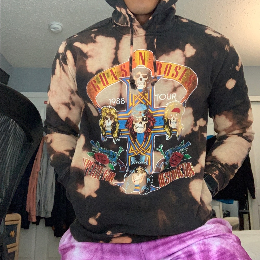 TIE DYE GUNS AND ROSES HOODIE